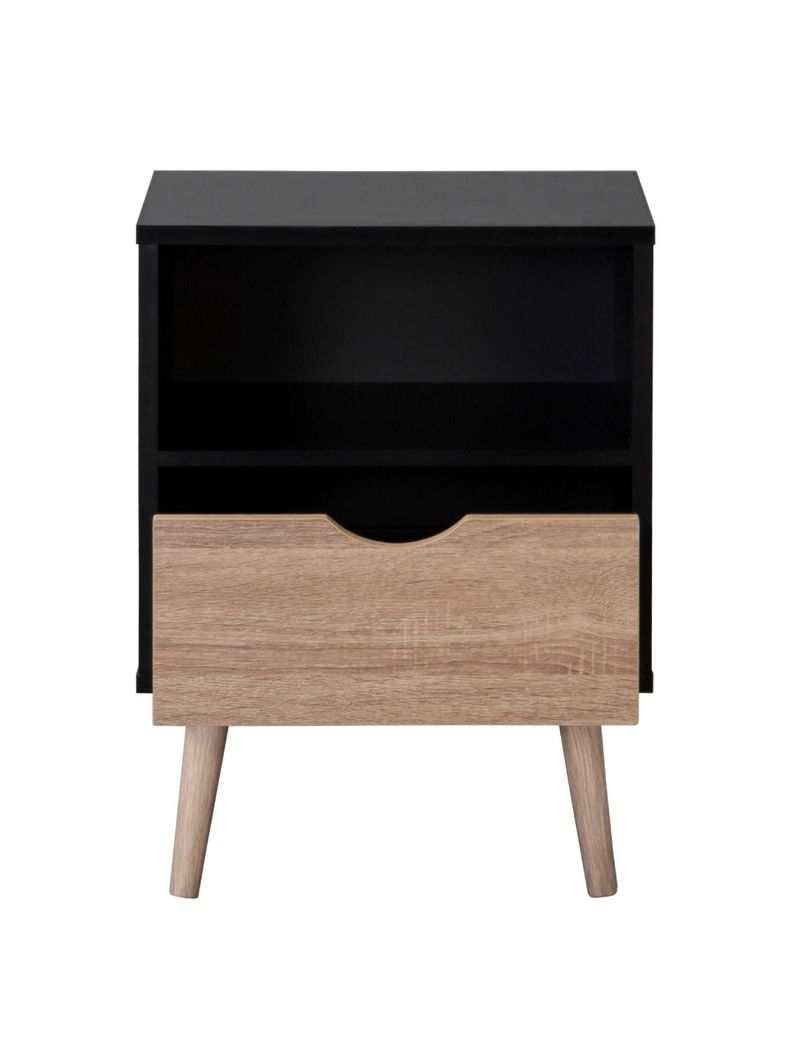 Velador Top Living Tromso Con Cajón Negro y Madera-7