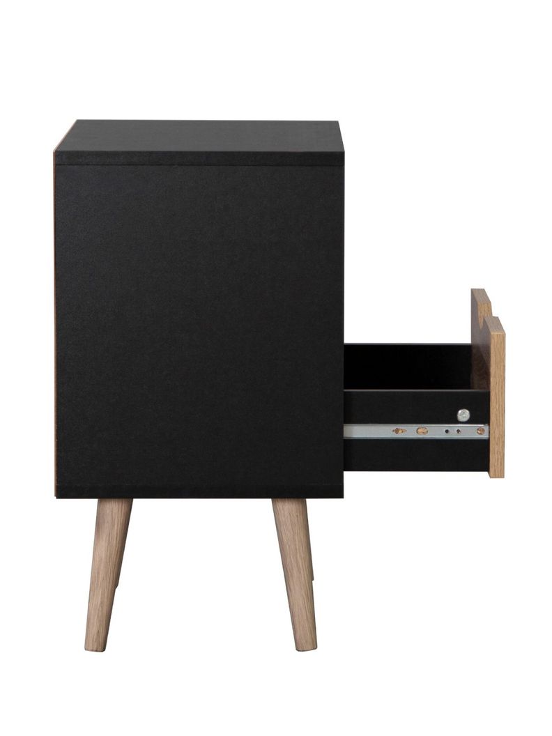 Velador Top Living Tromso Con Cajón Negro y Madera-8