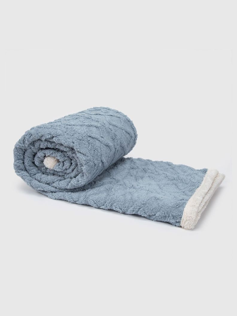 Manta Frazada Sherpa Jacquard Azul King Relan-0