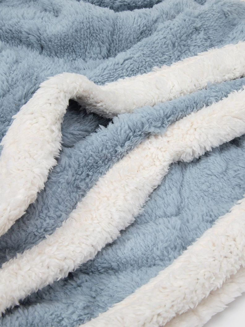 Manta Frazada Sherpa Jacquard Azul King Relan-1
