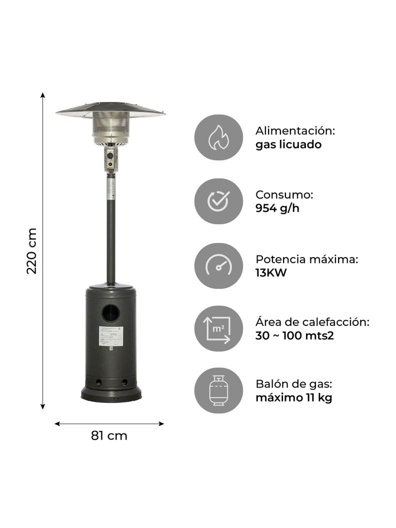 Estufa Calefactor Exterior Silver Para Patio Terraza Relan-3