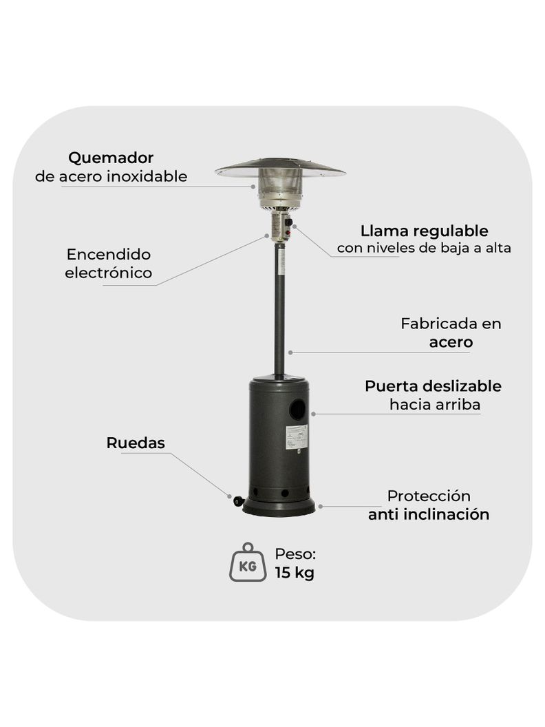 Estufa Calefactor Exterior Silver Para Patio Terraza Relan-5