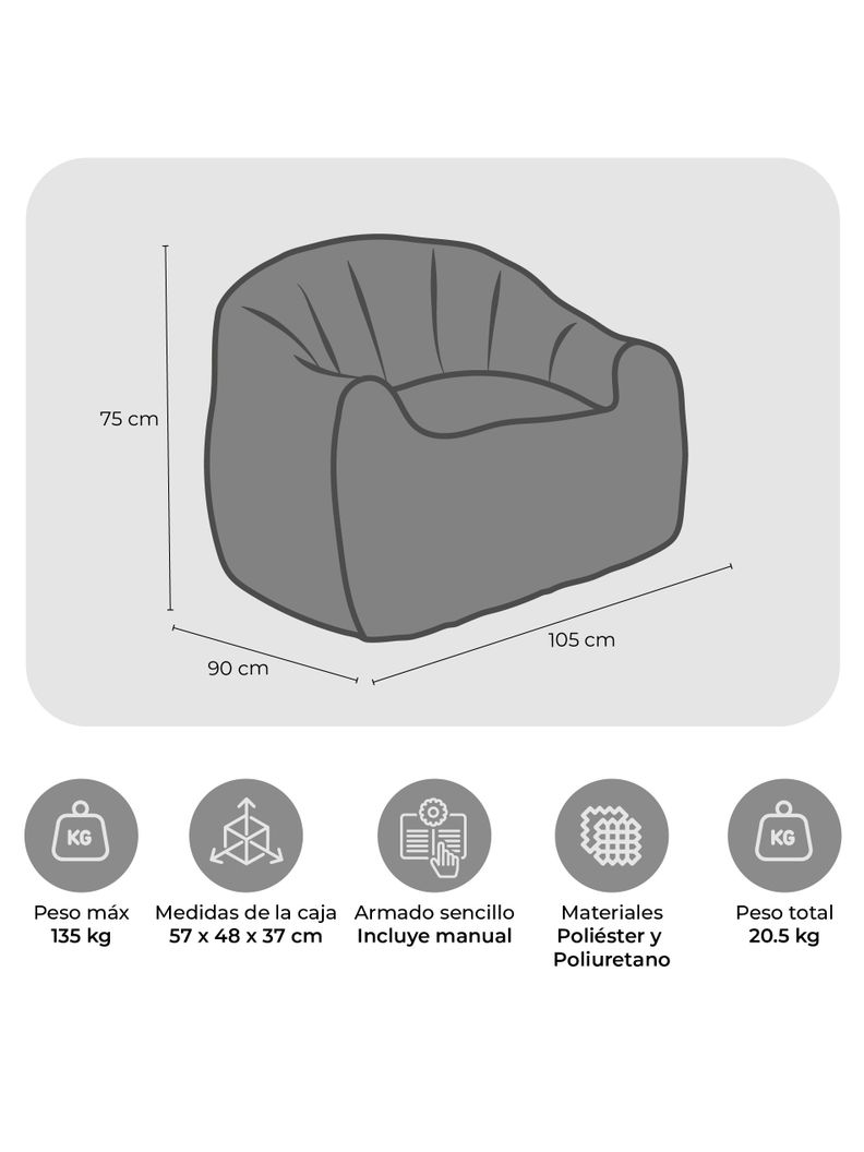 Sillón Pouf / Puff Relan Zilo de Sherpa con Relleno-1