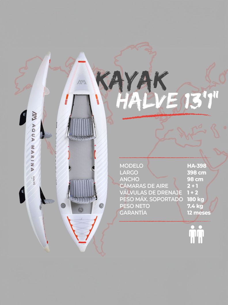 Kayak Inflable Ultraliviano Aqua Marina Halve Single/Doble-2