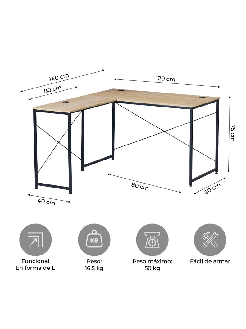 Escritorio Esquinero Top Living Desk 11 Industrial en L-2