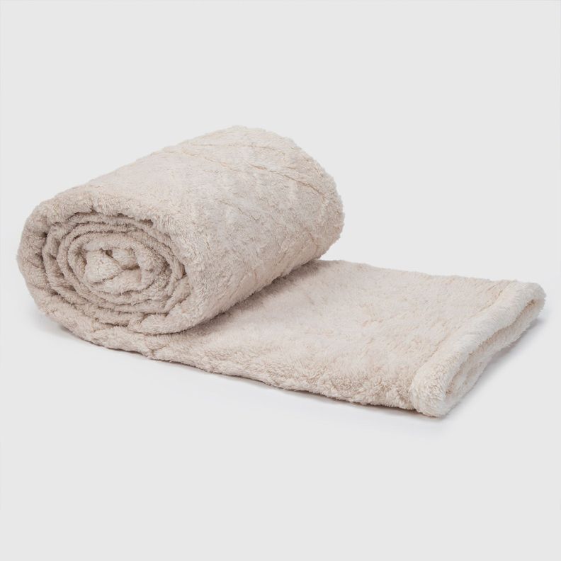 Manta Sherpa Jacquard Crema King / Frazada Crema Relan-0