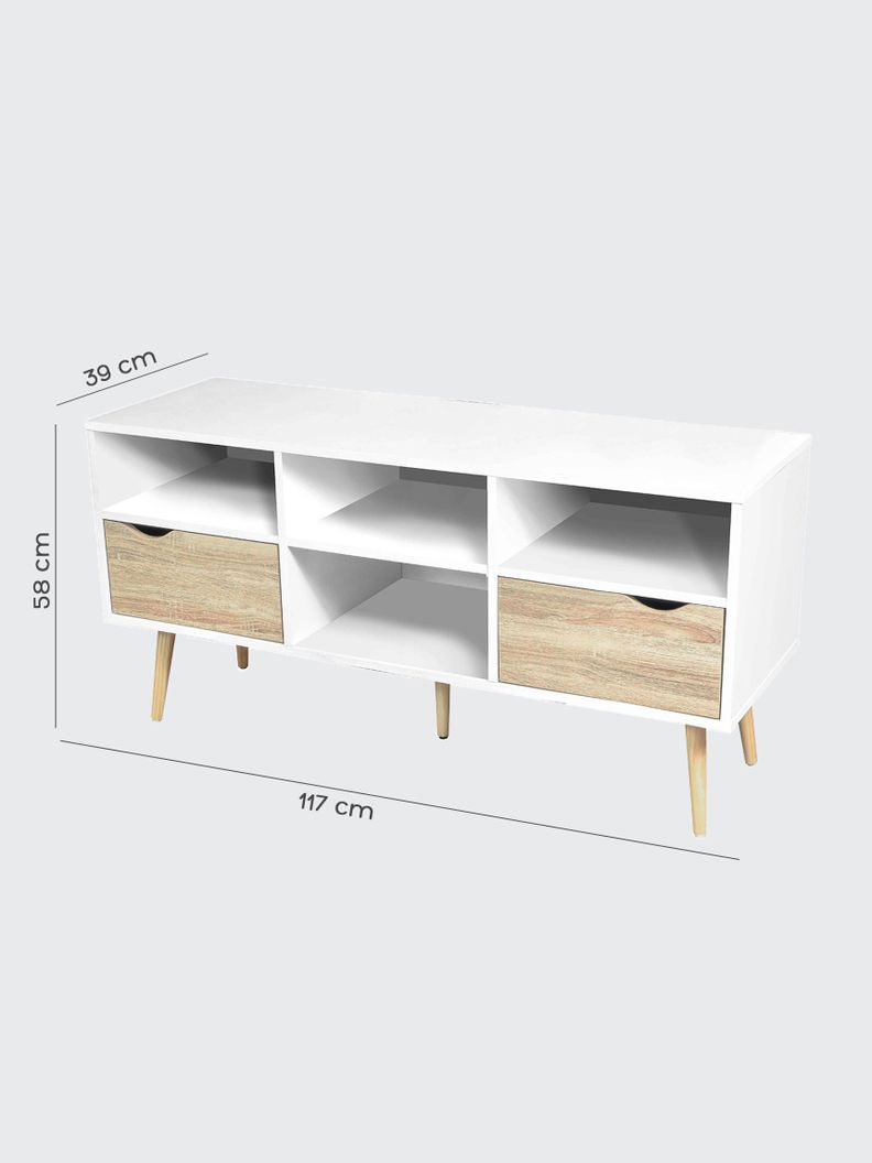 Rack de TV Top Living Bolonia con Cajones 117cm Nórdico-2