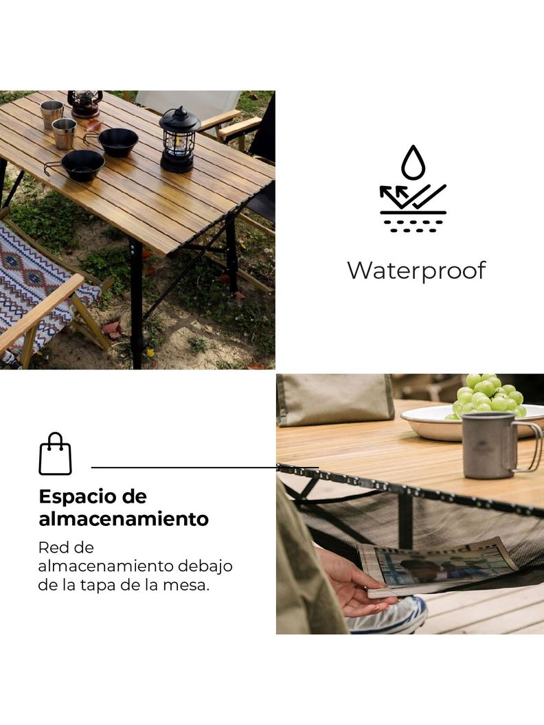 Mesa Plegable Kano Roble Portátil y Ajustable para Camping-1