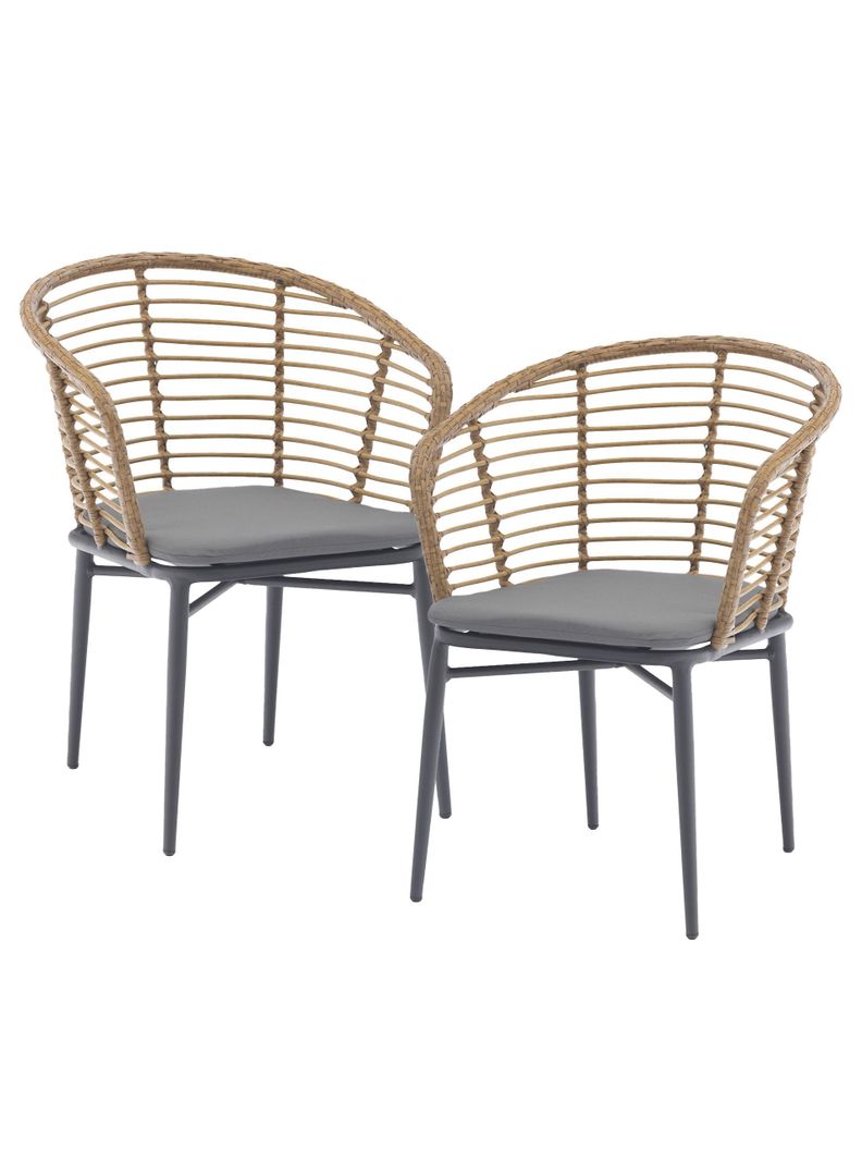 Set  de 2 Sillas Exterior con Cojin Relan Lumpur Ratan Jardin y Terraza