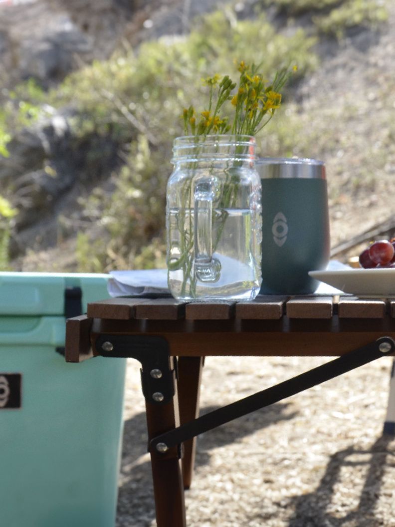 Mesa Plegable de Madera Oscura Para Camping Natural Kano-6