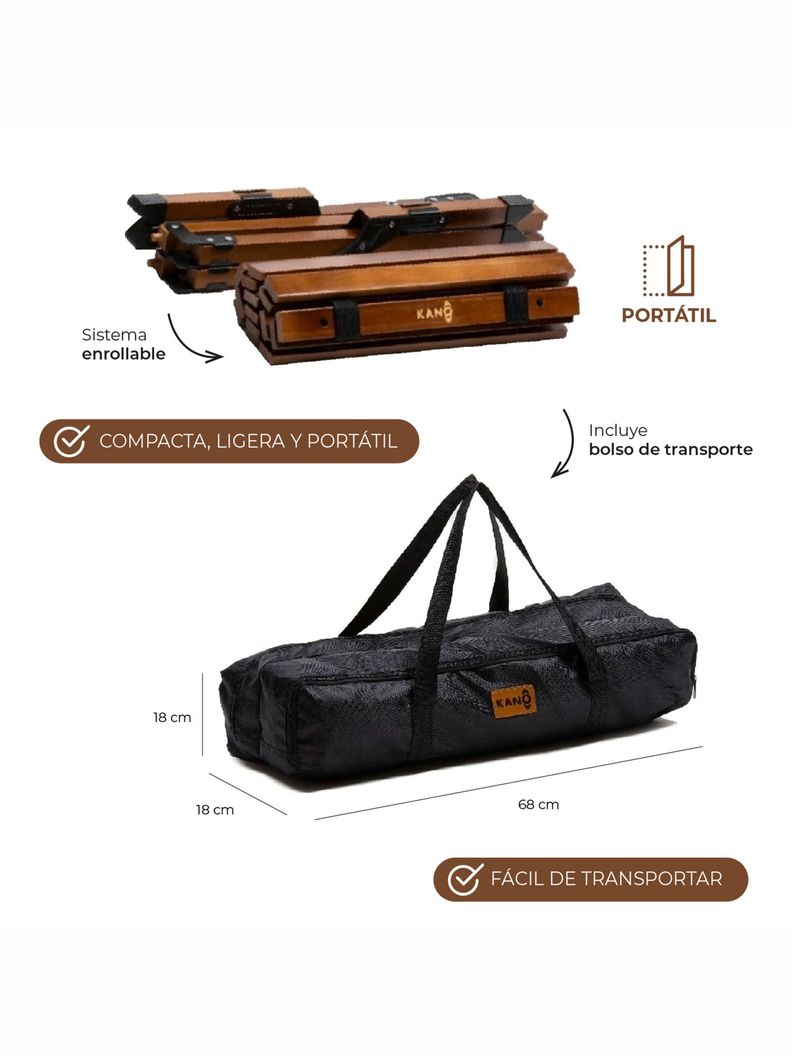 Mesa Plegable de Madera Oscura Para Camping Natural Kano-3