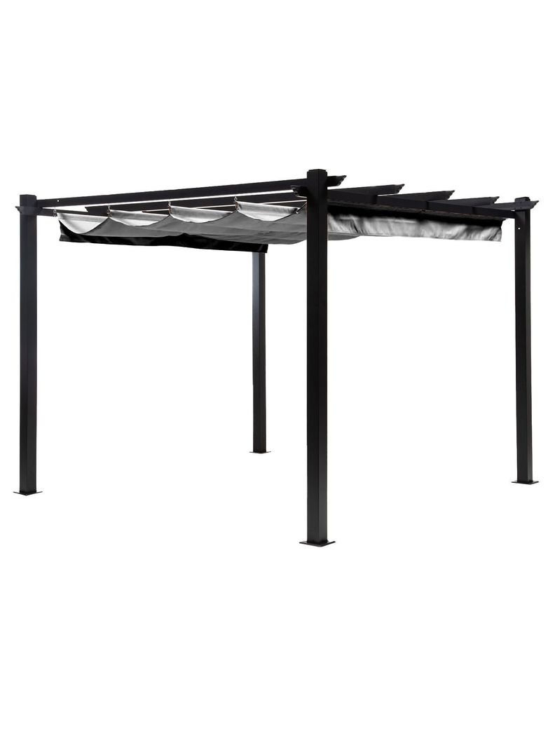 Pergola Retractil Gris Relan Tipo Romana Gazebo Toldo 3x3