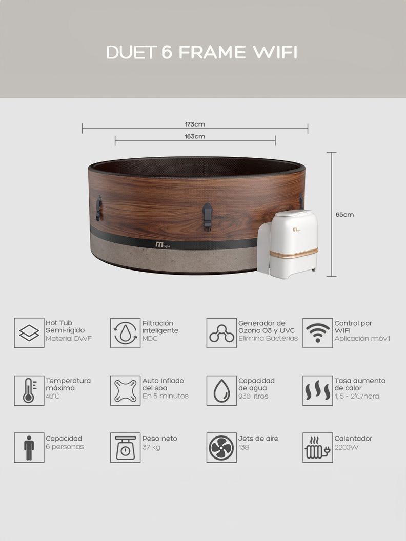 Hot Tub Inflable MSpa Duet 6 Frame con Wifi 6 Personas-2