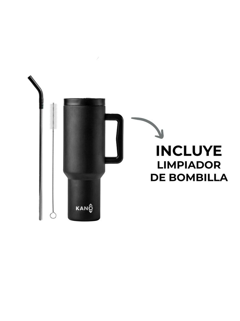 Mug Vaso Térmico Quencher 1,2lts con Bombilla Negro-4