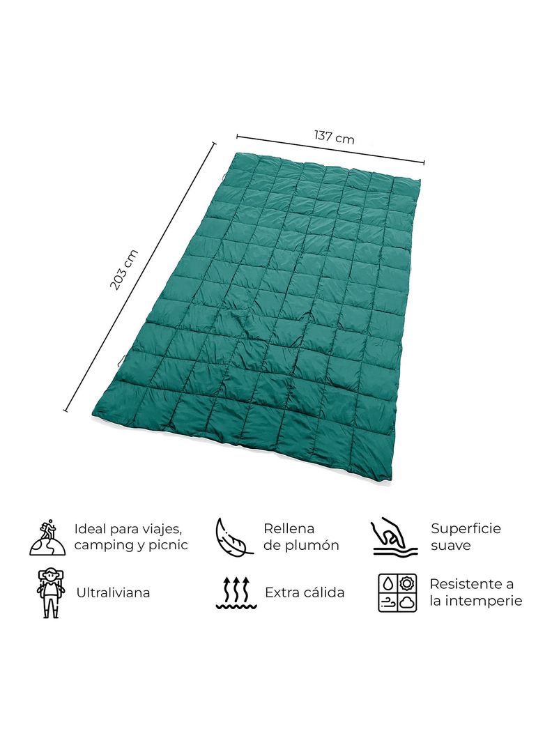 Manta Térmica Camping Kano con Botones Tipo Poncho Verde-1