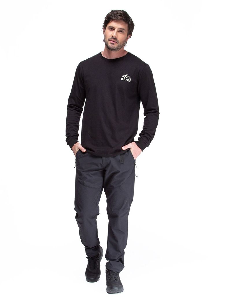 Polera Manga Larga Kano Paine 100% Algodón Orgánico Negro-2