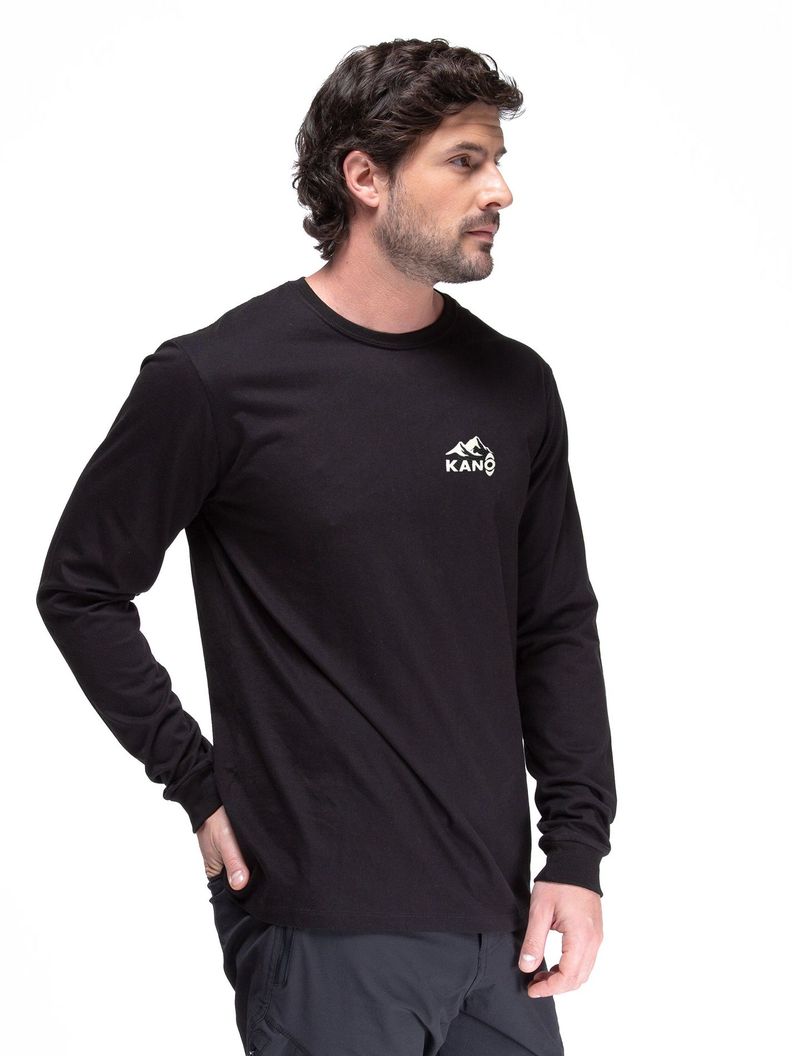 Polera Manga Larga Kano Paine 100% Algodón Orgánico Negro-3
