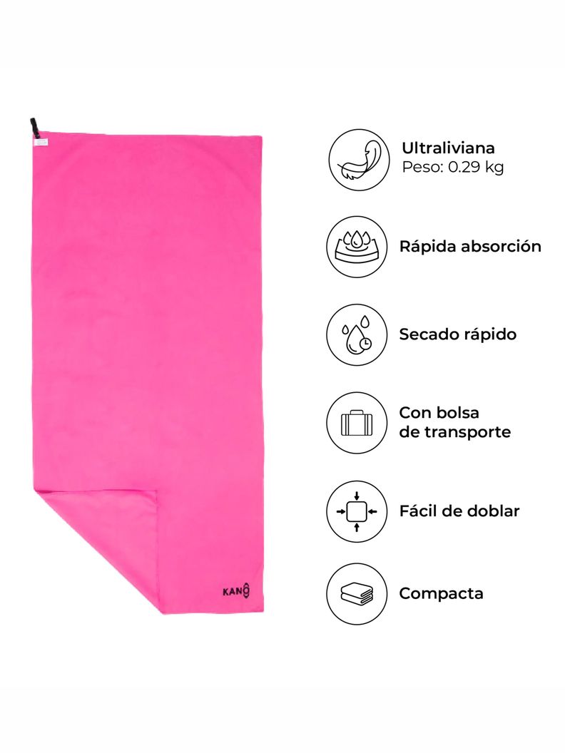 Toalla de Microfibra Rosada Secado Rápido-2