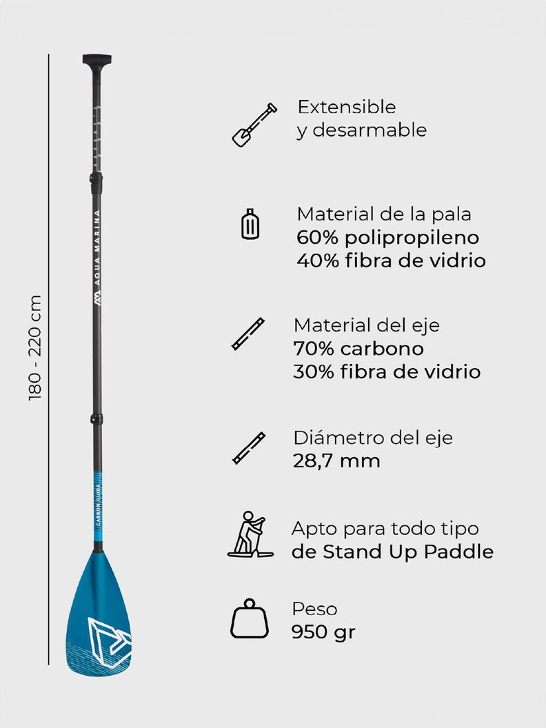 Remo SUP Stand Up Paddle Carbon Guide Aqua Marina-2