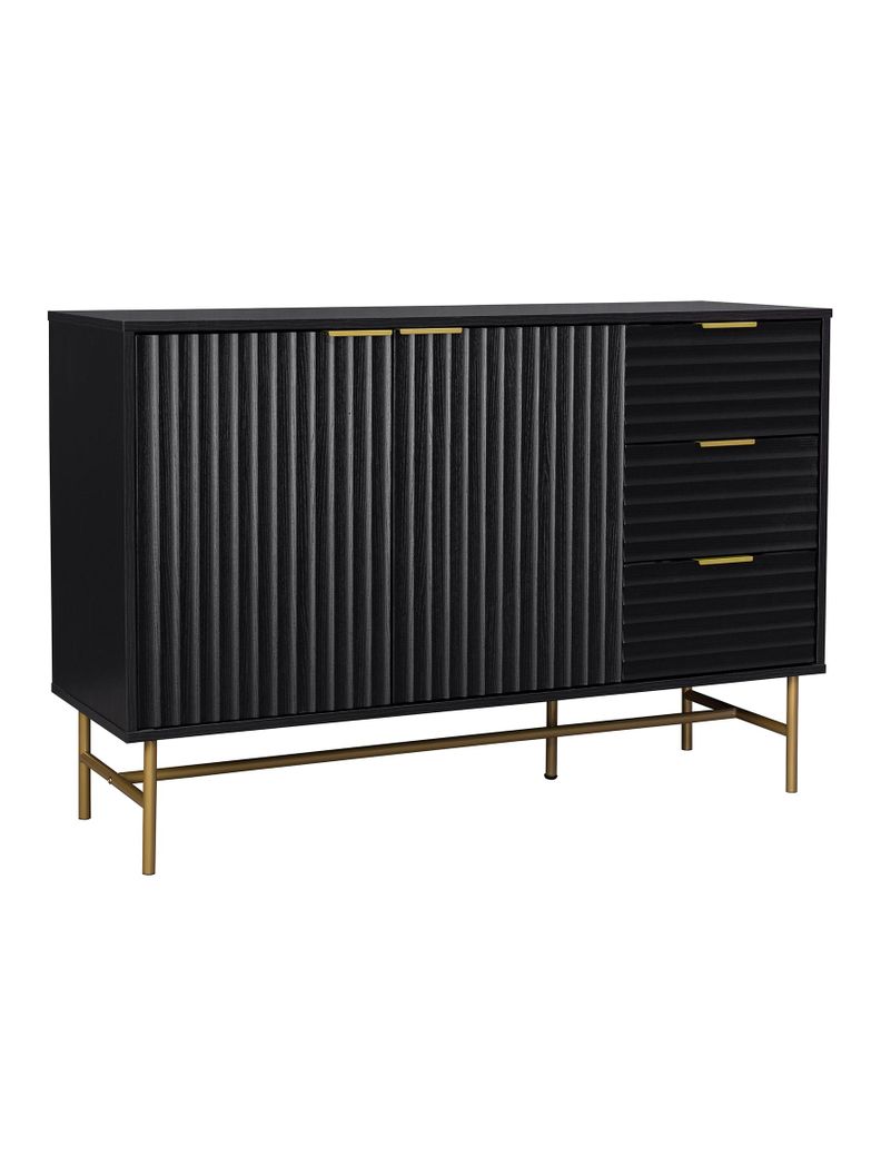 Aparador Buffet Negro Dorado Top Living Brooklyn Vajillero-0