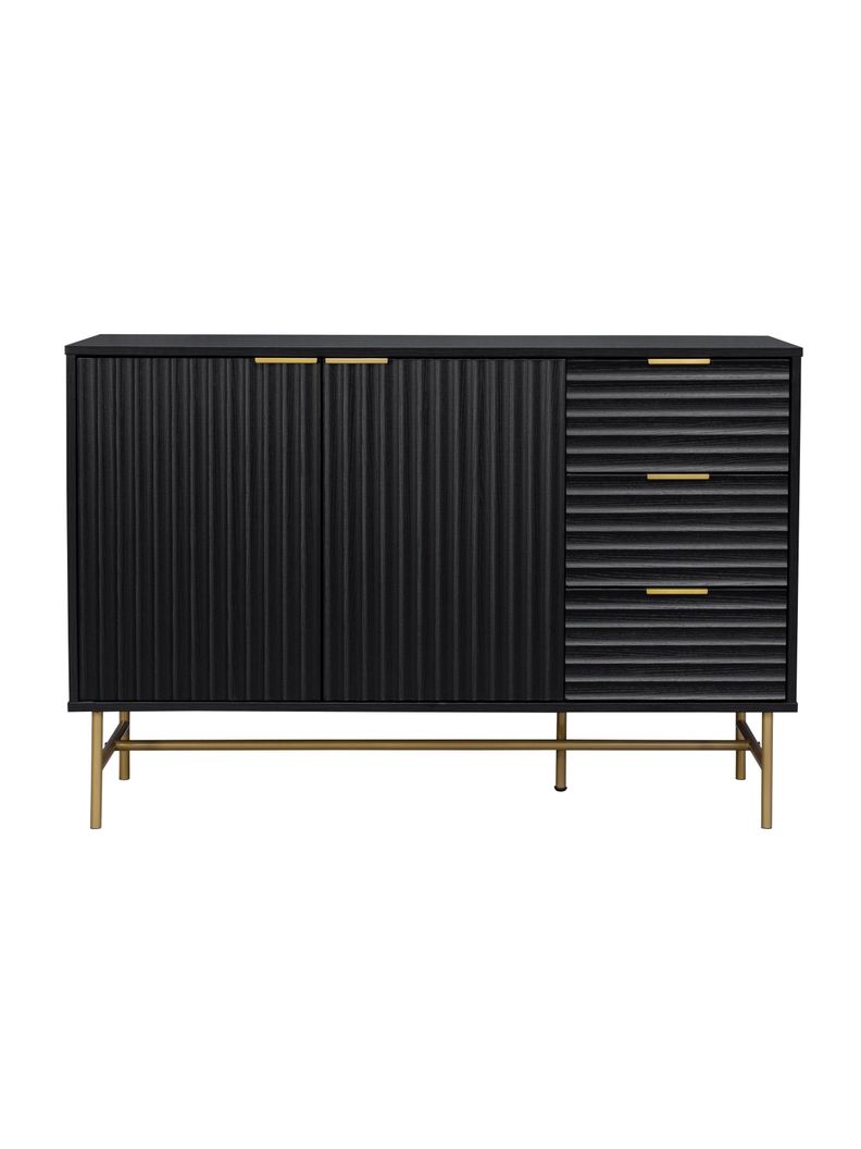 Aparador Buffet Negro Dorado Top Living Brooklyn Vajillero-6