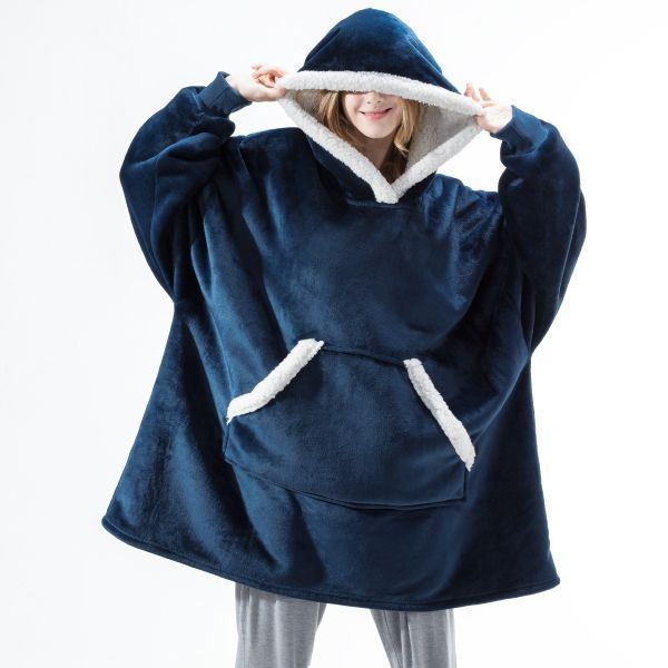 Manta Poncho Sherpa / Poncho Relan Azul-0