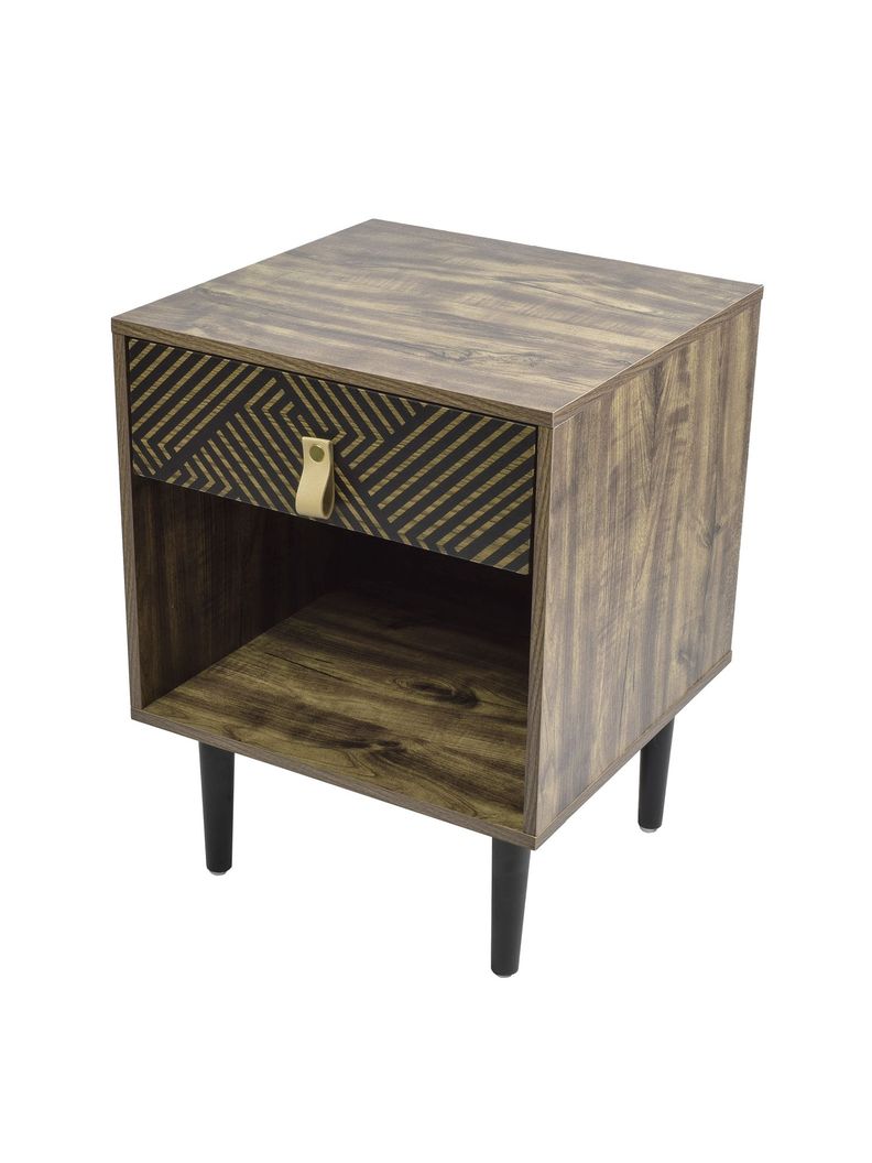 Velador Top Living Moon Black Con Cajón y Estante Negro-0
