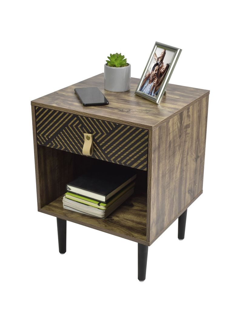 Velador Top Living Moon Black Con Cajón y Estante Negro-8