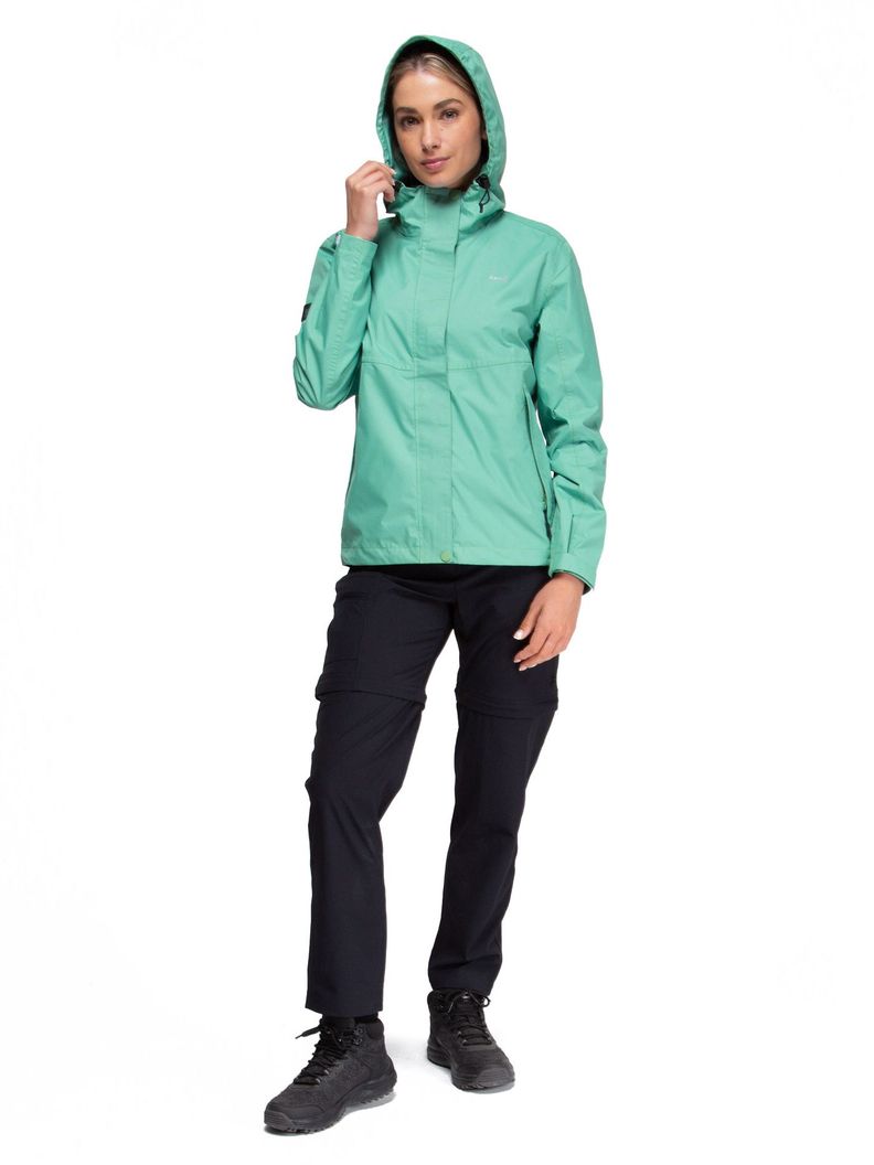 Chaqueta Cortavientos Impermeable Mujer Verde con Gorro-6
