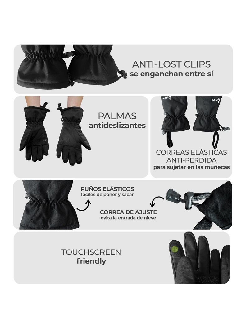 Guantes Térmicos de Nieve Kano Ski Snowboard Impermeables-2