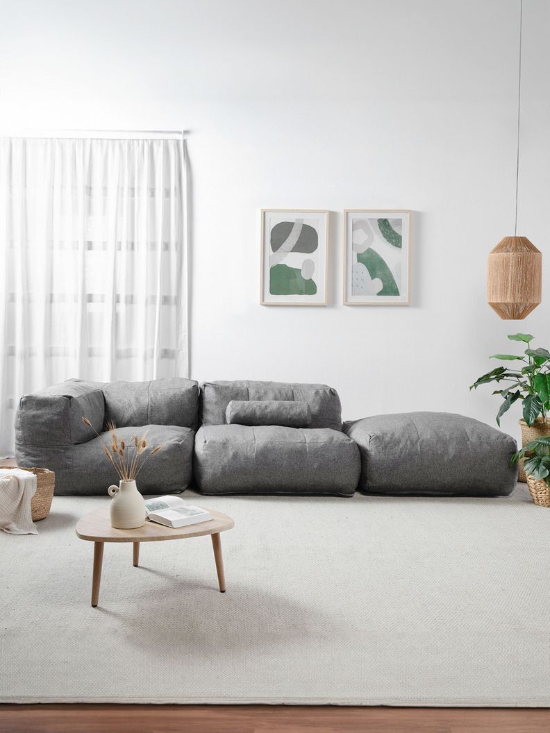 Sillón Pouf Seccional Gris / Pouf Sala de Estar Relan-1