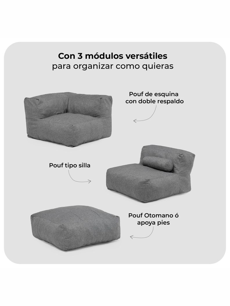 Sillón Pouf Seccional Gris / Pouf Sala de Estar Relan-5