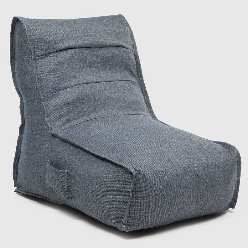 Sillón Pouf / Puff Gris Con Respaldo Relan-0