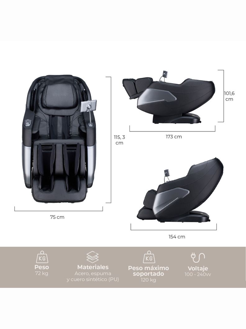 Sillón de Masajes R5000 Reclinable con Gravedad Cero Relan-2
