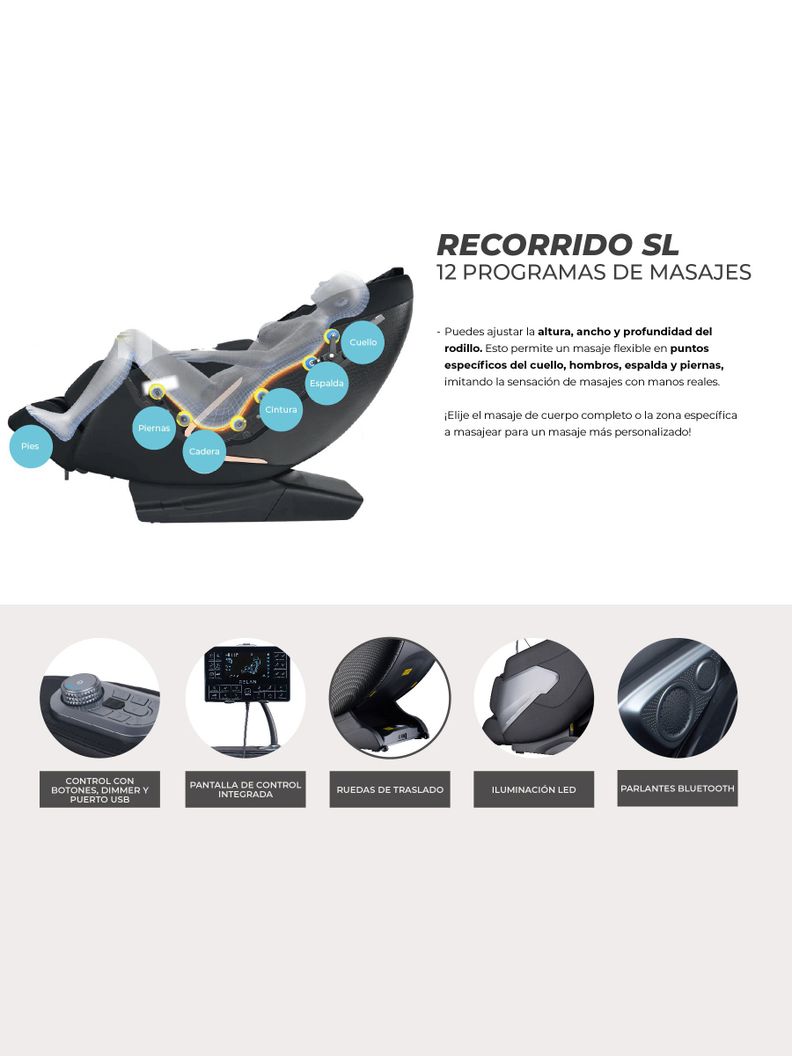 Sillón de Masajes R5000 Reclinable con Gravedad Cero Relan-3