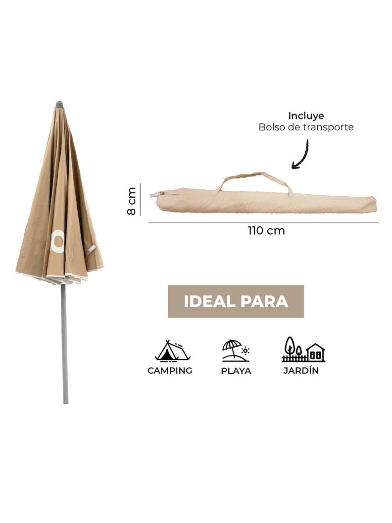 Quitasol de Playa UV50 180cm Kano Rapel Reclinable con Base-3
