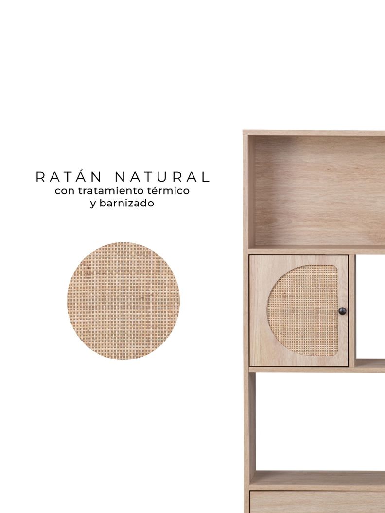 Estante Librero De Ratán Top Living Jaipur con Cajones-3