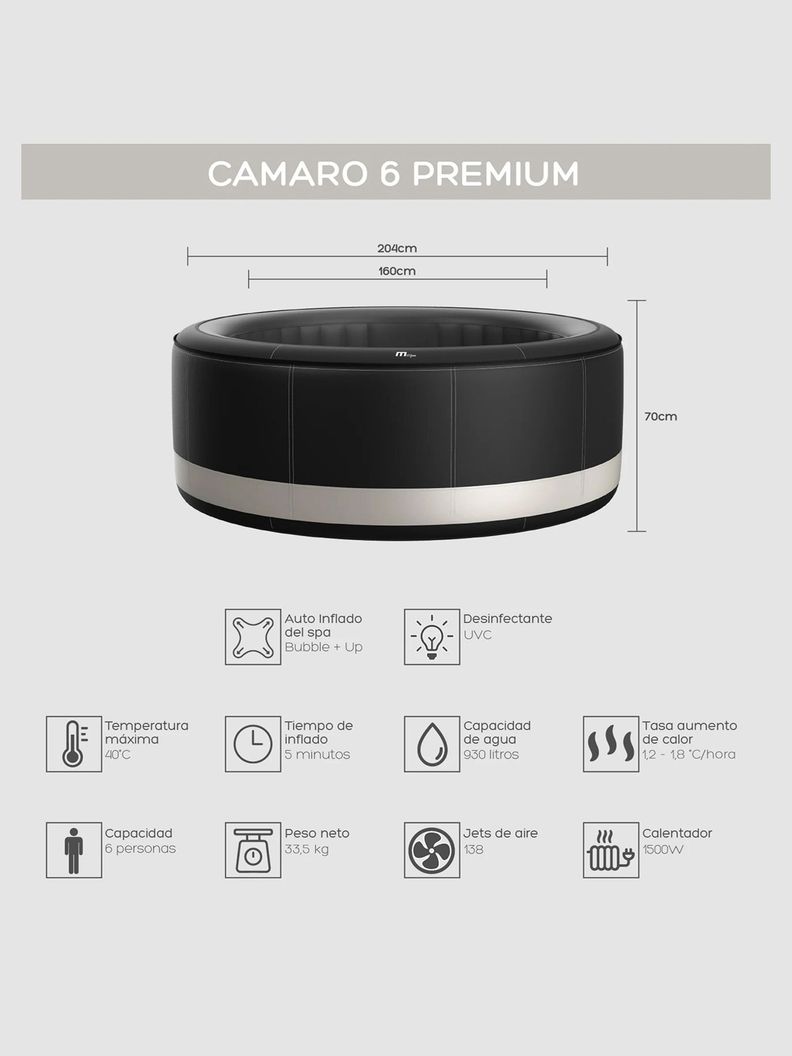 Hot Tub Inflable MSpa Camaro Premium SPA Para 6 Personas-2