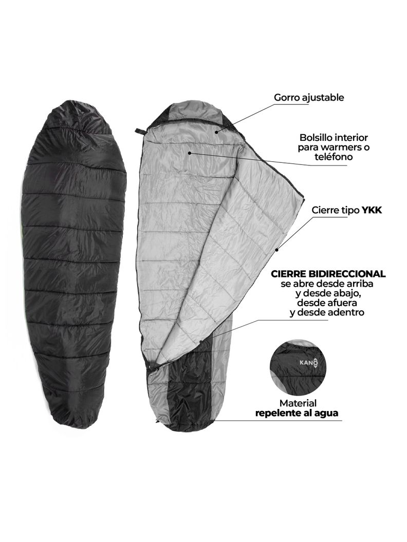 Saco de Dormir Kano El Plomo 0 / 5 / 15°C 1,2 Kg Gris-3