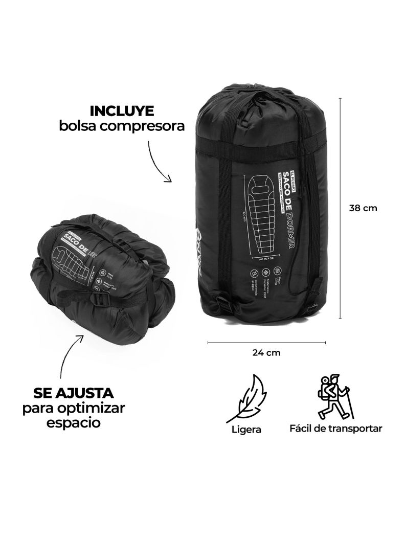 Saco de Dormir Kano El Plomo 0 / 5 / 15°C 1,2 Kg Gris-4