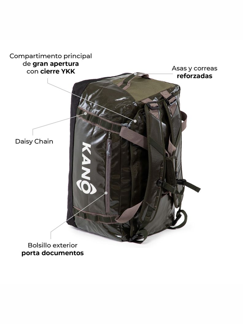 Bolso Mochila Impermeable Verde Kano Outdoor 60L Plegable-2