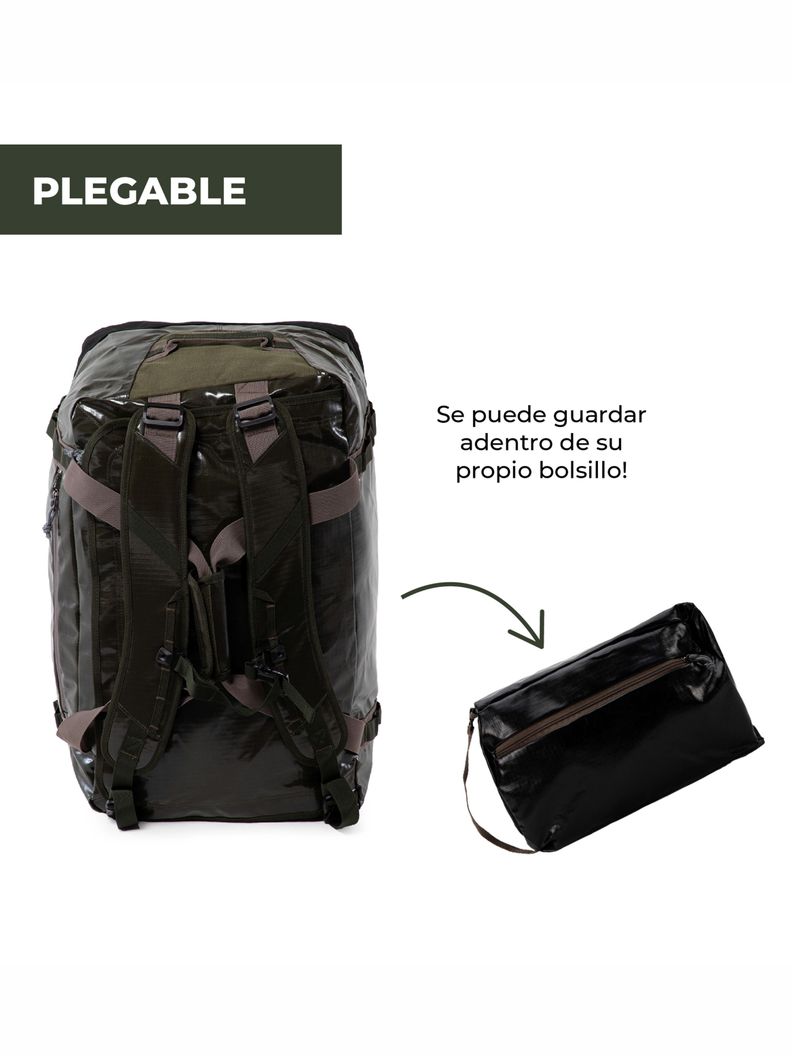 Bolso Mochila Impermeable Verde Kano Outdoor 60L Plegable-4
