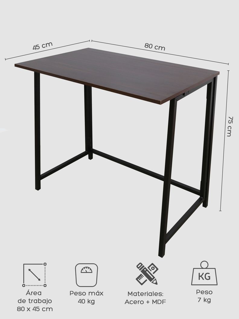 Escritorio Plegable Top Living Wengué Compacto Industrial-2