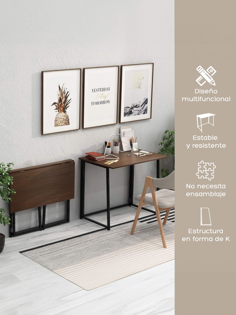 Escritorio Plegable Top Living Wengué Compacto Industrial-6
