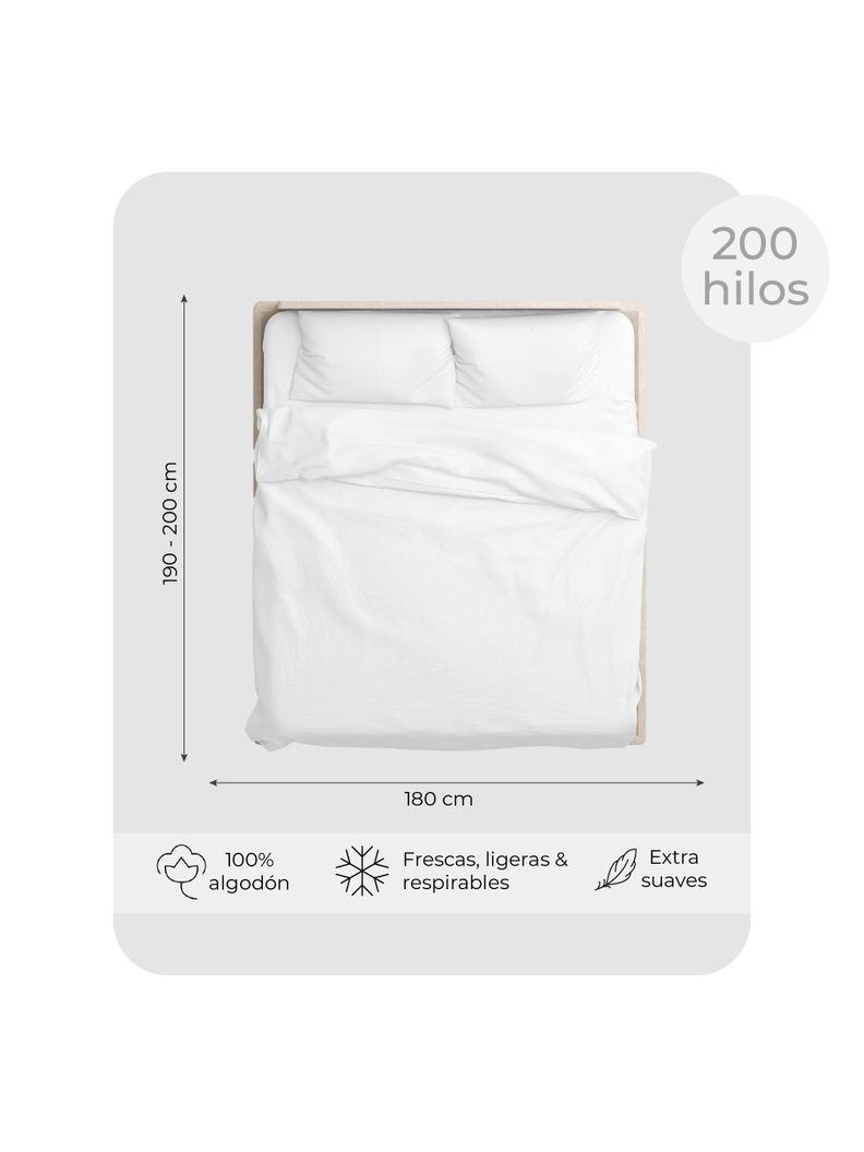 Juego de Sábanas King 100% Algodón Relan 200 Hilos Premium-1