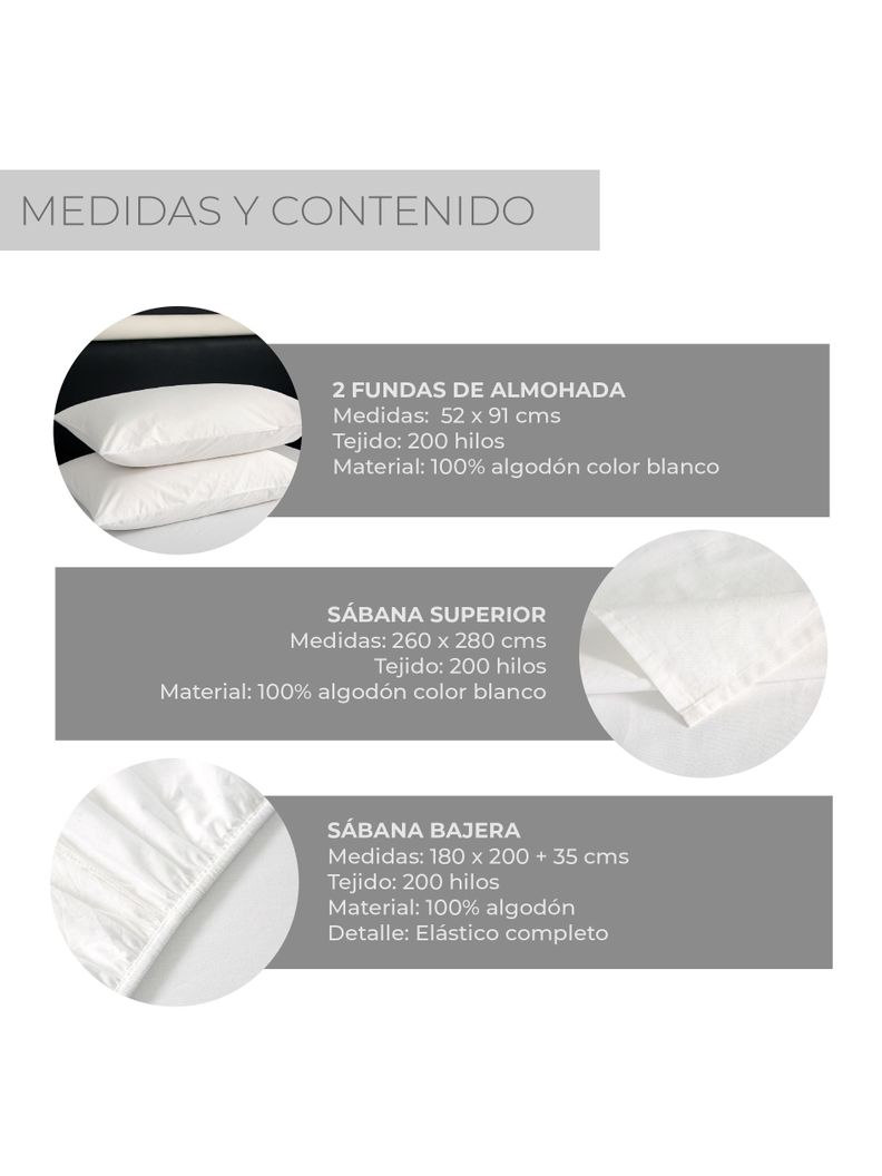 Juego de Sábanas King 100% Algodón Relan 200 Hilos Premium-5