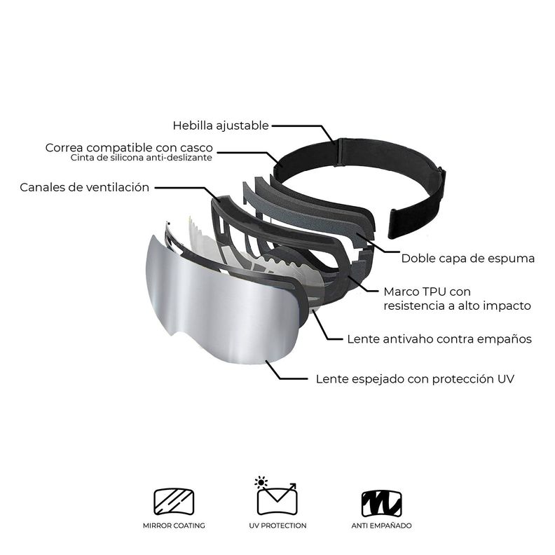 Antiparras Gafas de Nieve ProRider Ski Snowboard Kano-3