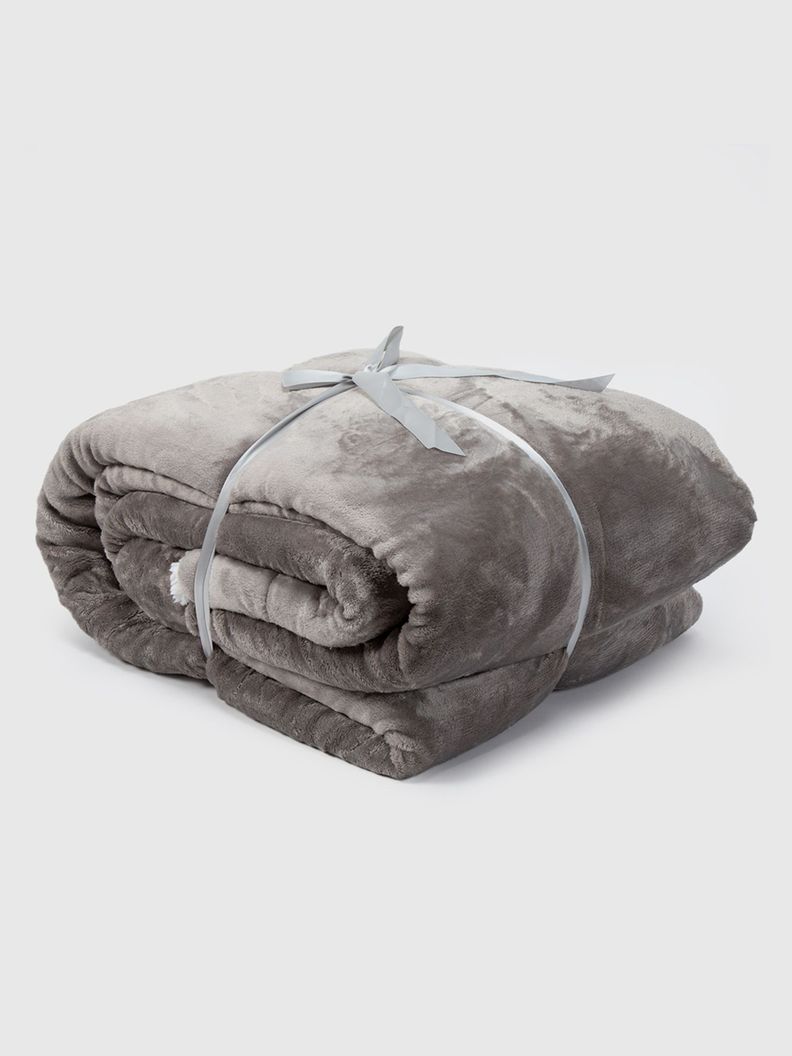 Manta Sherpa Polar Franela Gris King / Frazada Gris Relan-4