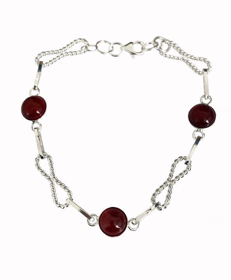 Pulsera plata 925 y Cornalina-0