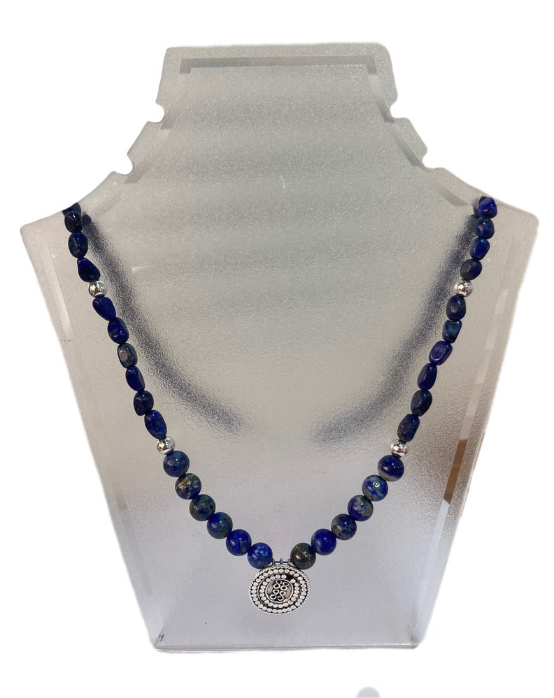 Collar de plata 925 con piedras Lapislázuli-0